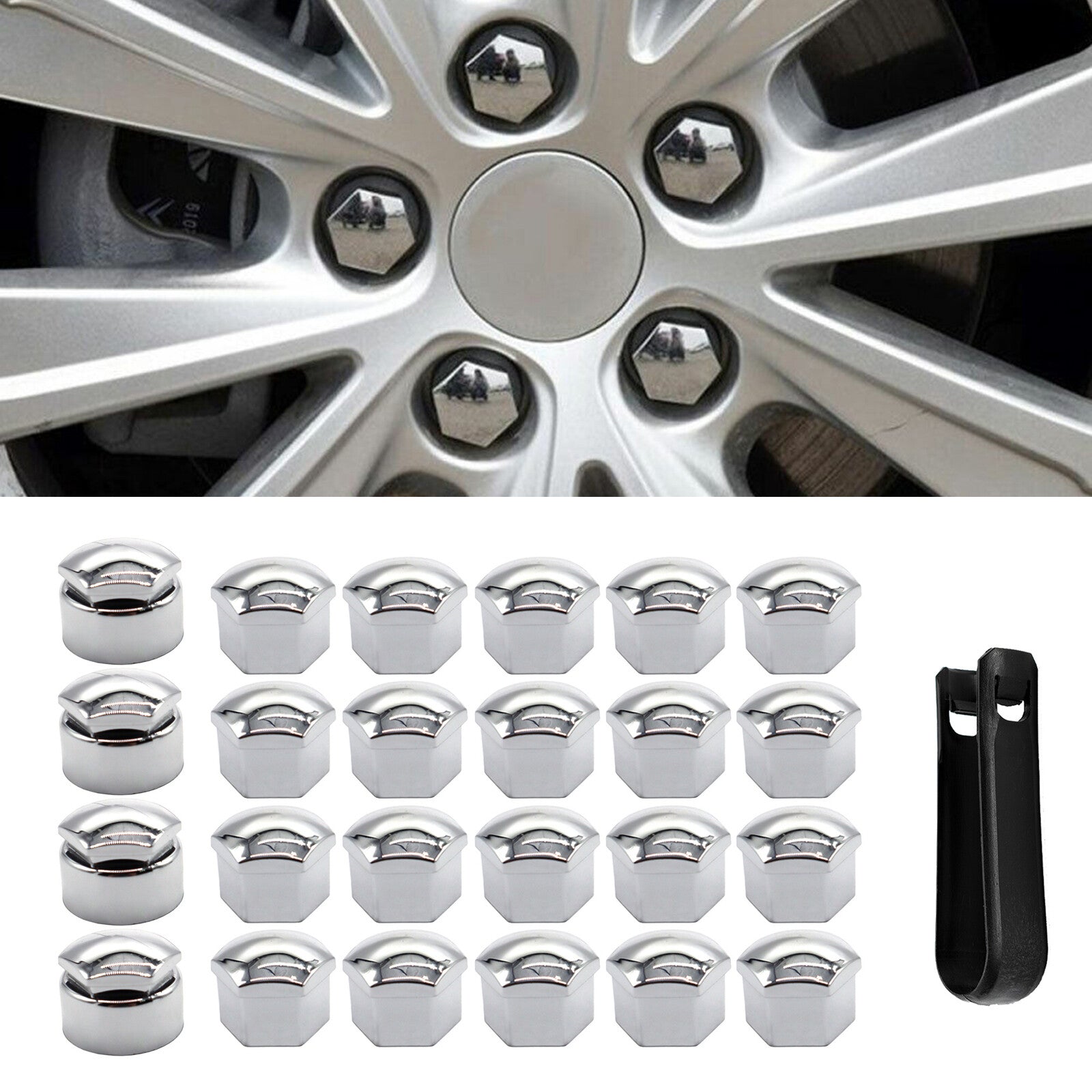 24pcs 17mm chrome_caps for wheel bolts wheel bolts nuts wheel bolt caps Q