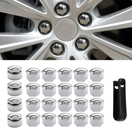 24pcs 17mm chrome_caps for wheel bolts wheel bolts nuts wheel bolt caps Q