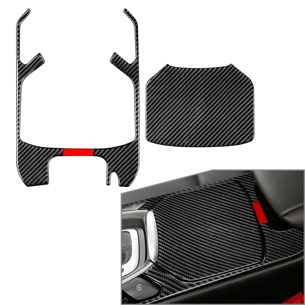 2Pcs LHD Central Console Gear Shift Water Cup Cover Trim Fit for Ford Mondeo 2013-16