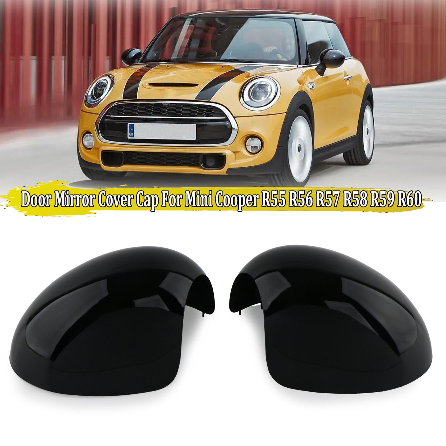 Door view protector for Mini Cooper R55 R56 R57 R58, glossy black (left and right sides)
