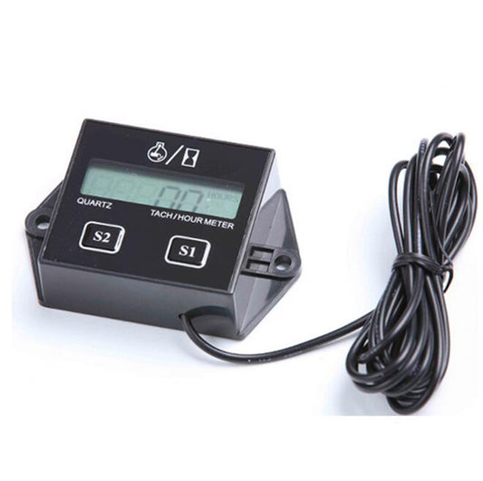 Motorcycle 2/4Stroke Engine Spark Waterproof Hour Meter Tachometer LCD Inductive