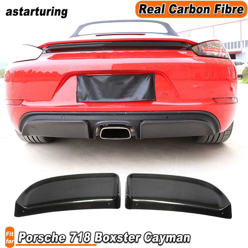 Fit for Porsche 718 Cayman REAL CARBON Rear Bumper Diffuser Splitters