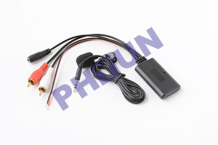 Car 2RCA Bluetooth Wireless Connector Adapter (AUX) for Music + Microphone, Compatible with Mobile Phones n