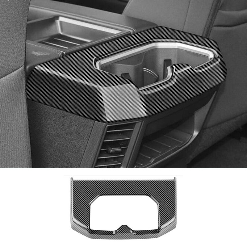 Carbon fiber Rear Cup Holder Cover Trim frame 1pcs FOR Sequoia 2023 2024 v