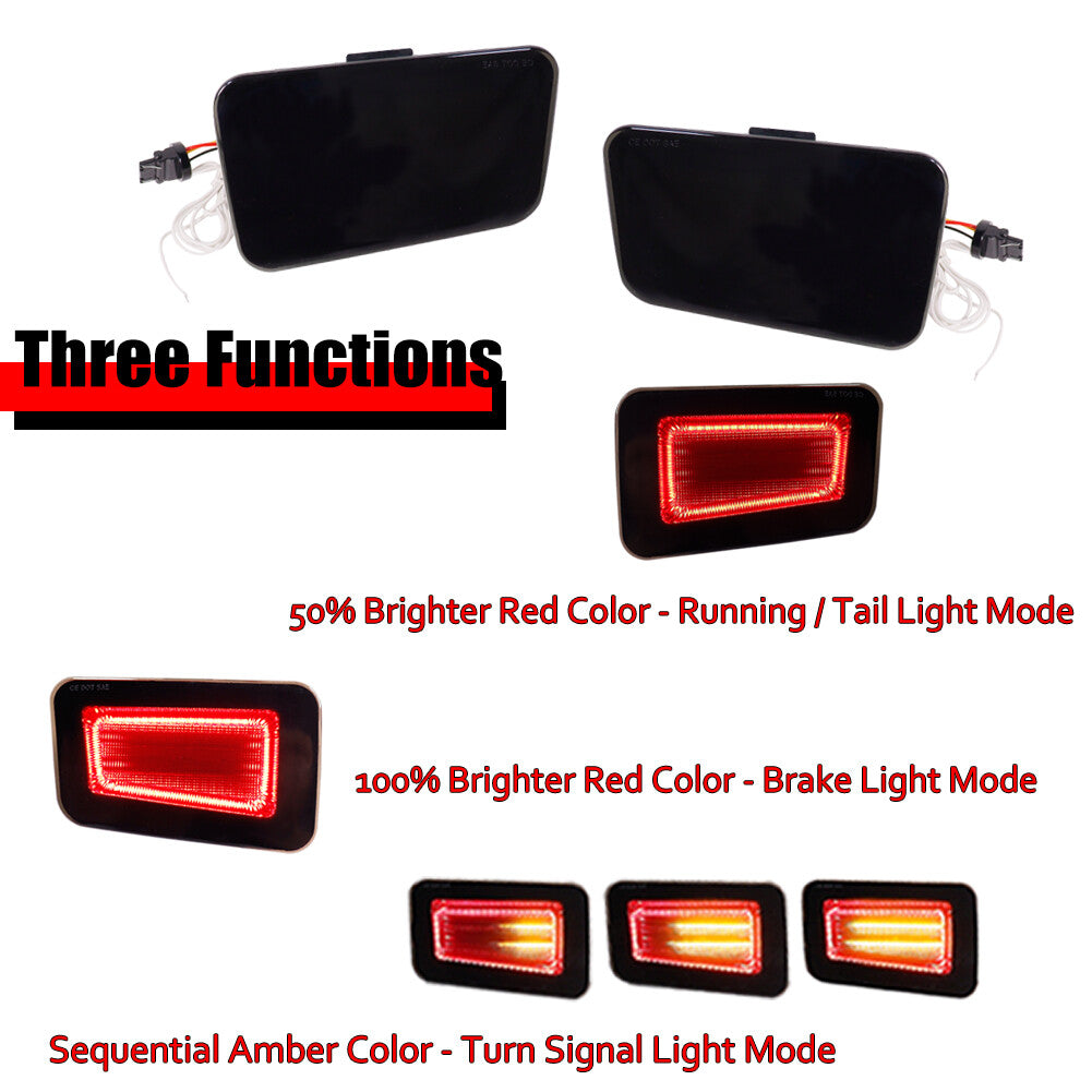 2 Pieces Dynamic Amber and Red LED Rear Bumper Reflector Tail Lights for 05-09 for Hummer H2- v
