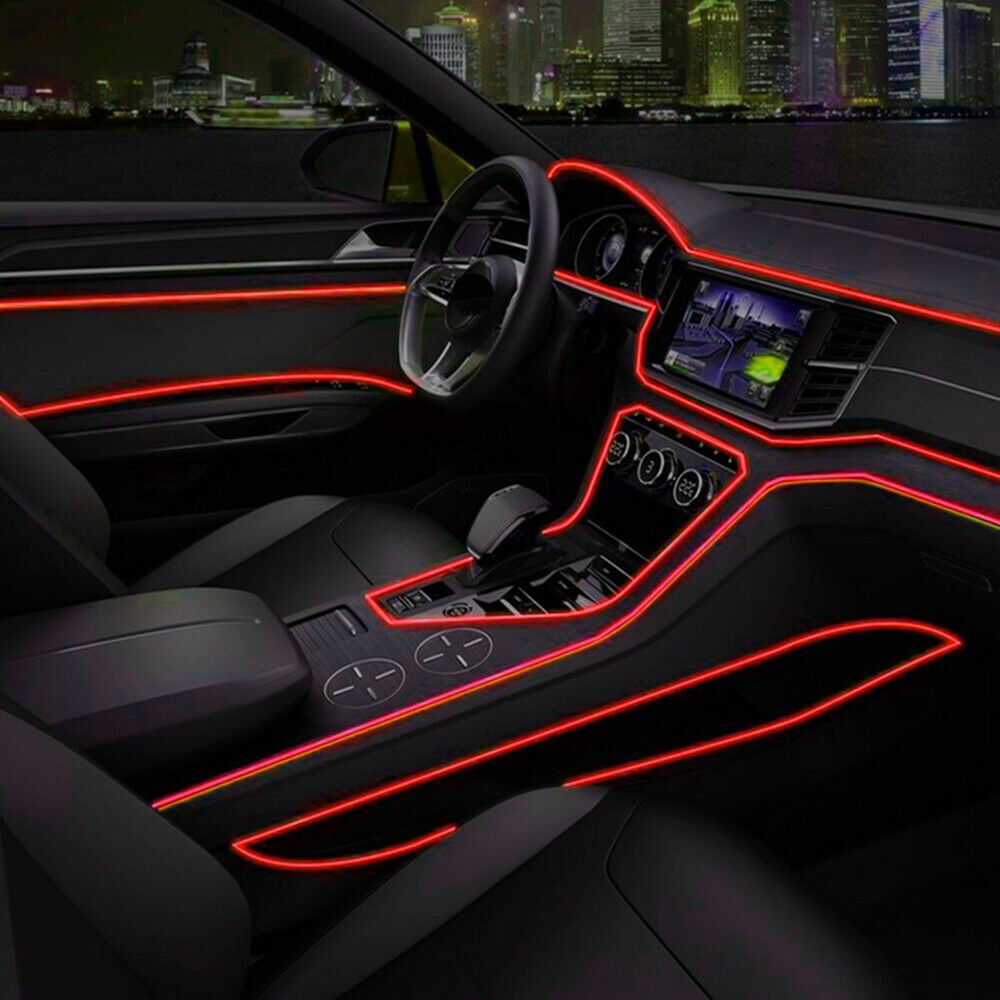 2m Red LED Car Interior Decorative Atmosphere Wire Strip Light Accessories