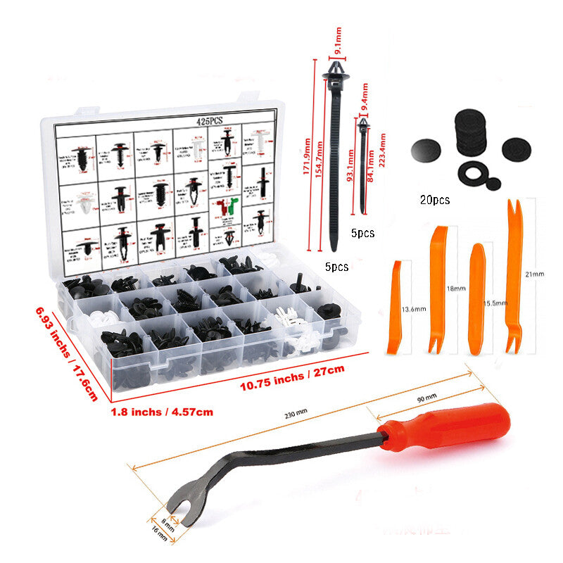 Car sales riveting kit, nylon bumper fender rivet clips, door trim panel clips - n