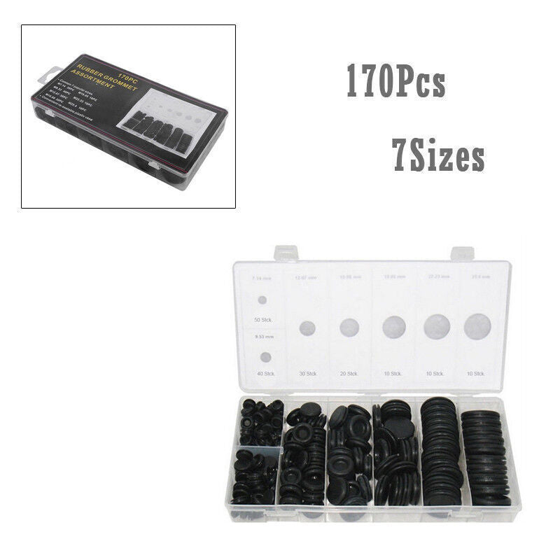 170Pcs Car Rubber Grommet Firewall Hole Plug Kit Electrical Wire Gasket Set v