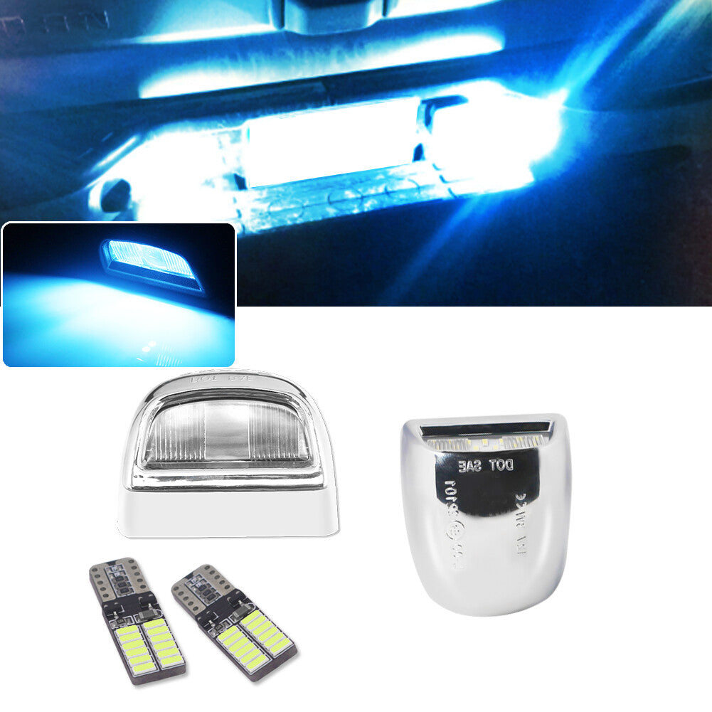 2-pack Ice Blue LED Bulbs with Housing Kit for Silverado License Plate Light - v