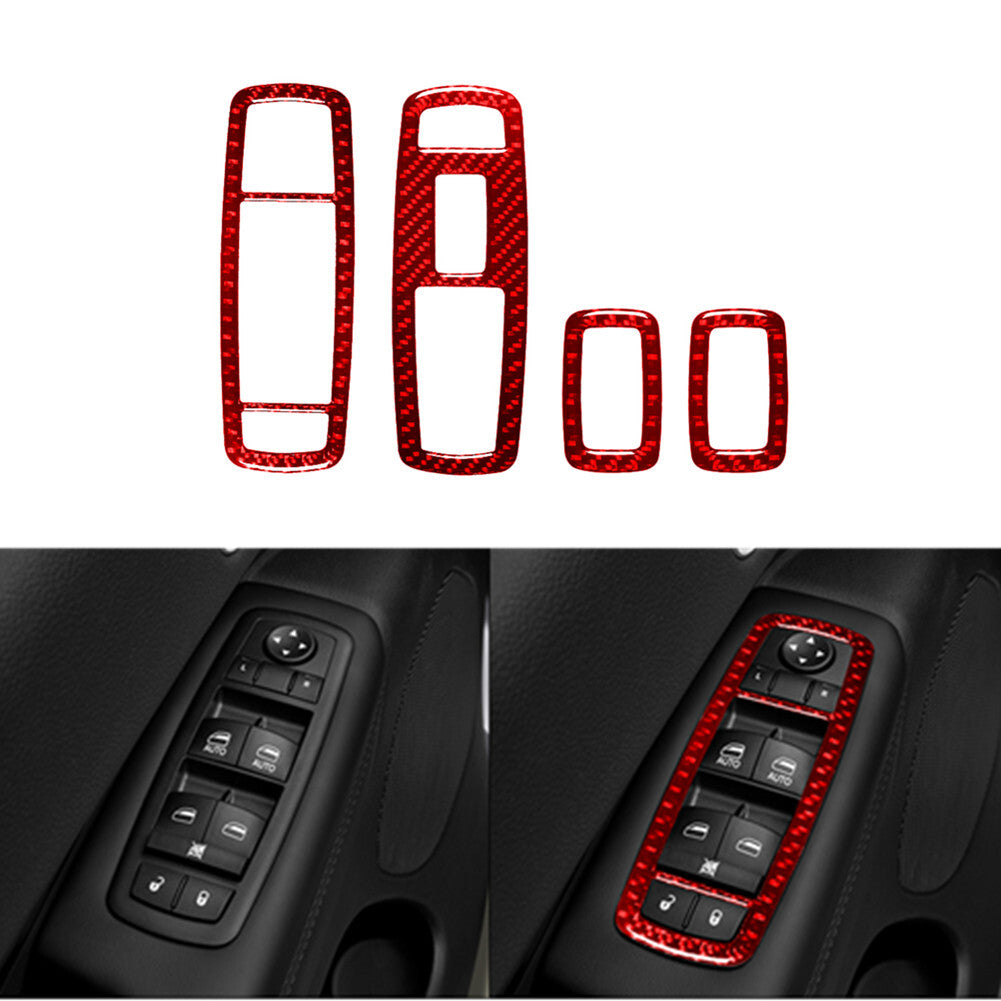 2X Red Carbon Fiber Side Vent Outlet Frame Cover Trim for Ram Promaster 2014-21 v