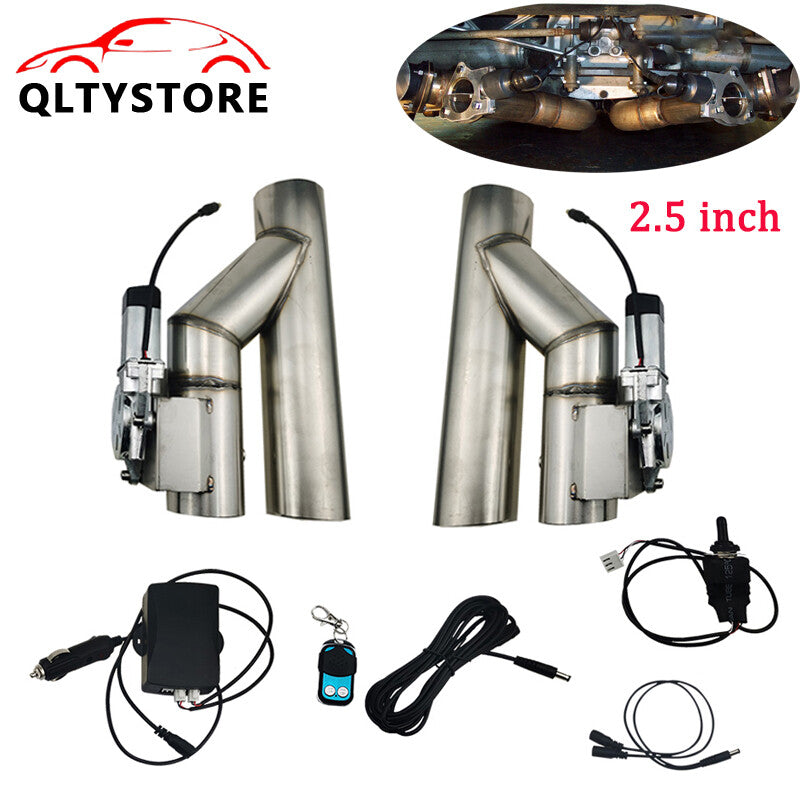 2.5'' Double Electric Exhaust Y Pipe Single Control Valve Remote Manual Switch Q