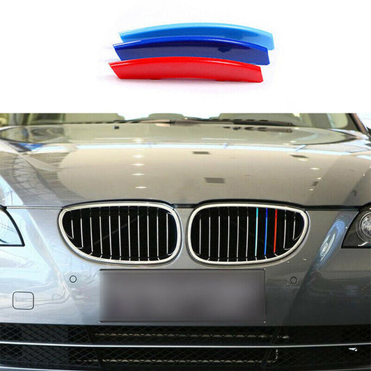 3pc for BMW 5 Series 2004-2010 3-Color Front Center Mesh Grille Grill Strip Trim
