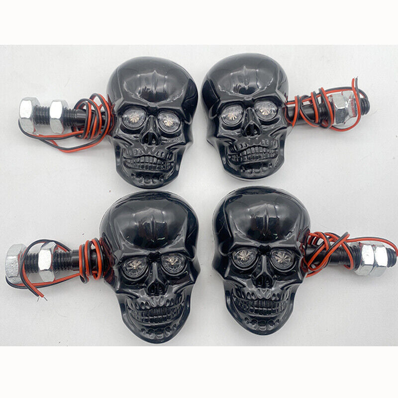 4x Skull LED Turn Signal Lights Indicator for Honda Shadow VT VT1100 VT750 VT600 Q