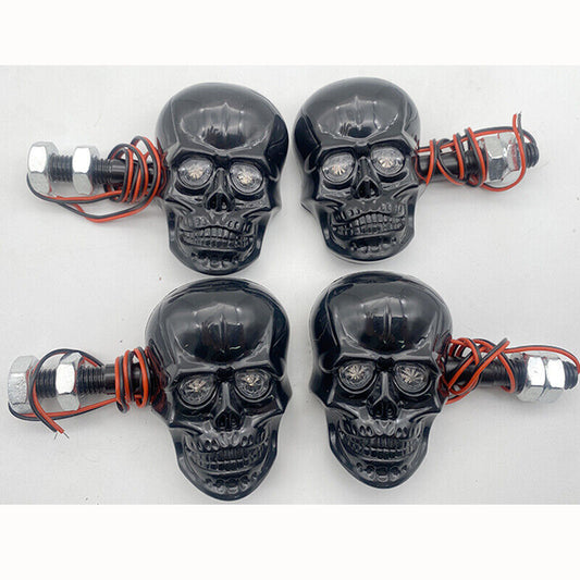 4x Skull LED Turn Signal Lights Indicator for Honda Shadow VT VT1100 VT750 VT600 Q