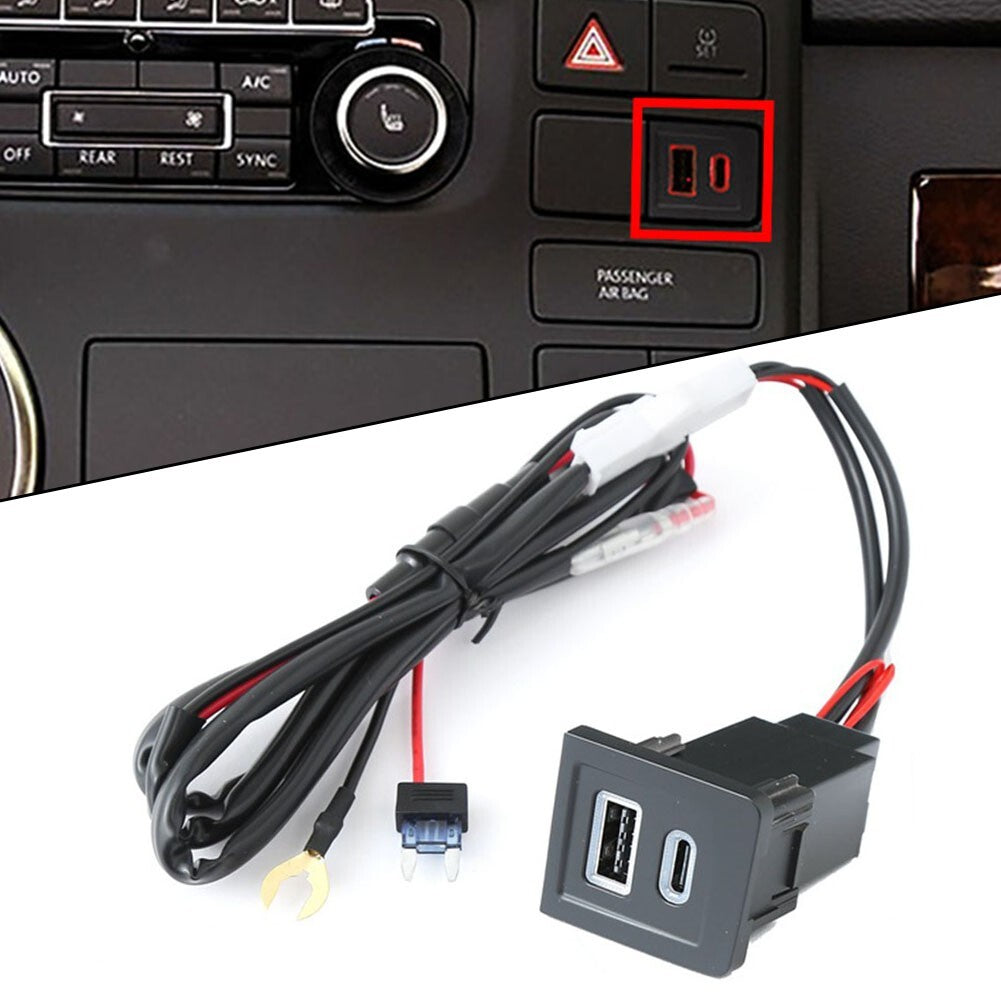 DC12V-24V Car Dual USB PD+QC3.0 Charger Adapter Socket for Multivan T5 2003-2015