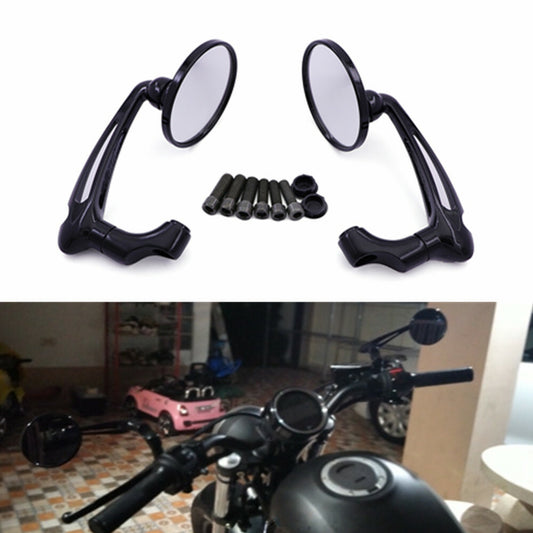 Black Retro L-bar Round Rearview Side Mirrors for Honda GN125 Cafe Racer Custom Q