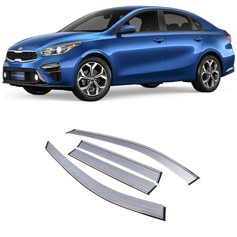 for Kia Forte Sedan 2019-2023 Window Visors Sun Rain Guard Deflectors W/Chrome