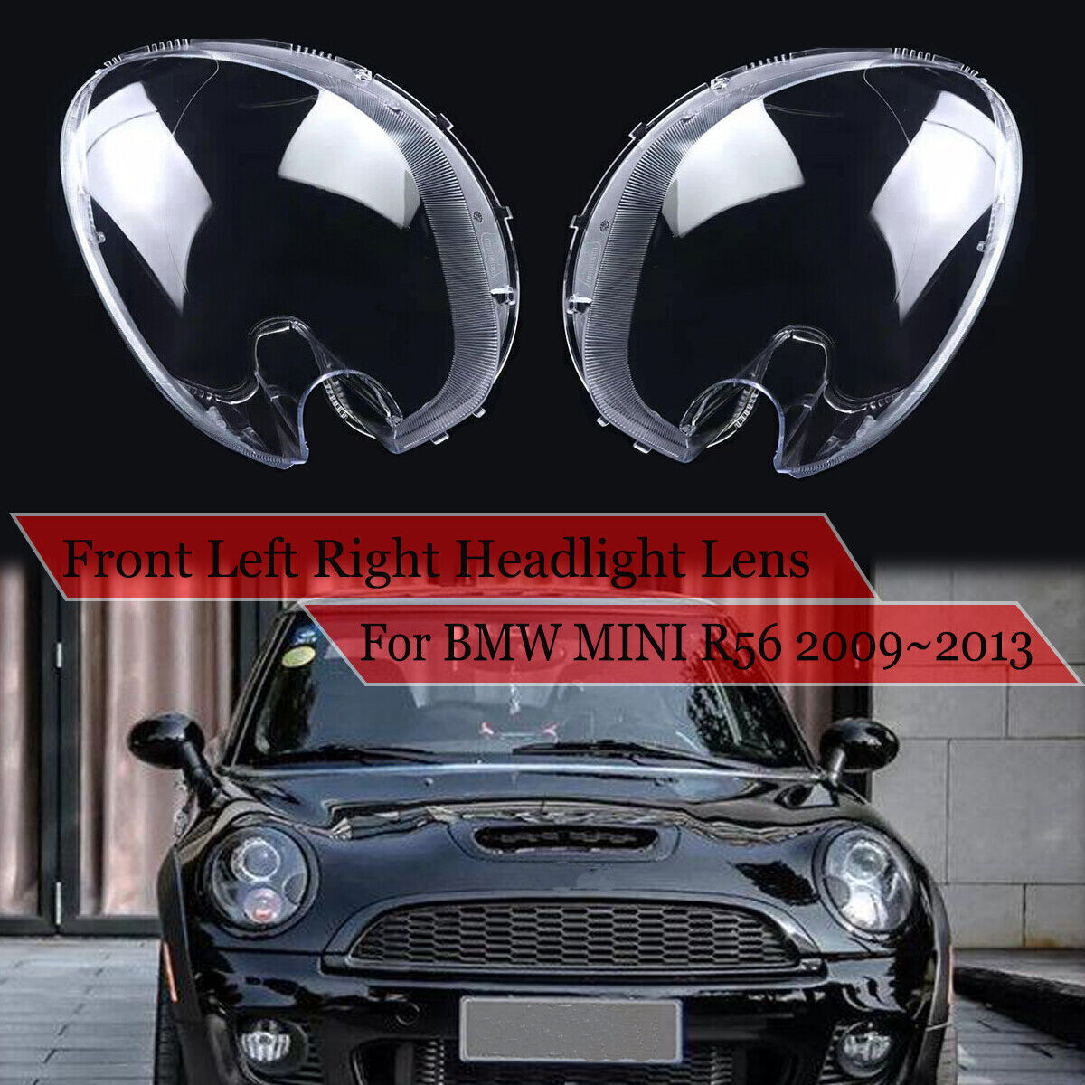 1 pair of transparent headlight lens covers (PC lamp covers) for BMW for Mini Cooper R56 hatchback