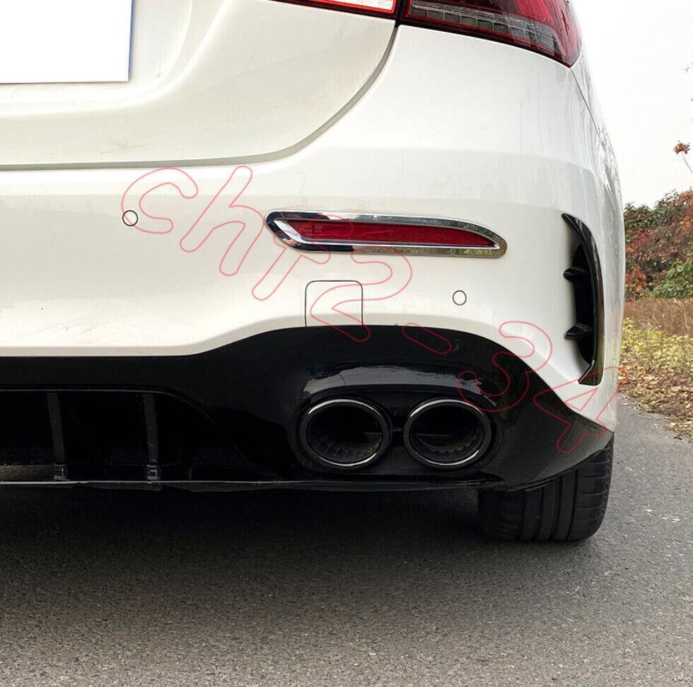 Black Steel Rear Exhaust Muffler Tip Tail Pipe for Benz A35 CLA35 AMG 2020-2022