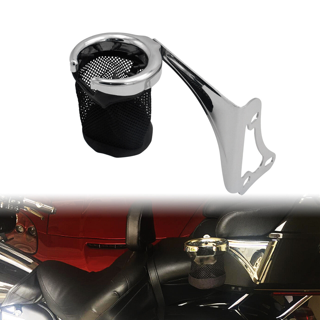 Chrome Passenger Left Side Drink Cup Holder for Harley Road Electra Glide 98-13