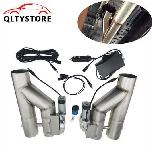 3'' Double Electric Exhaust Y Pipe Dual Control Valve Kit Remote Switch Q