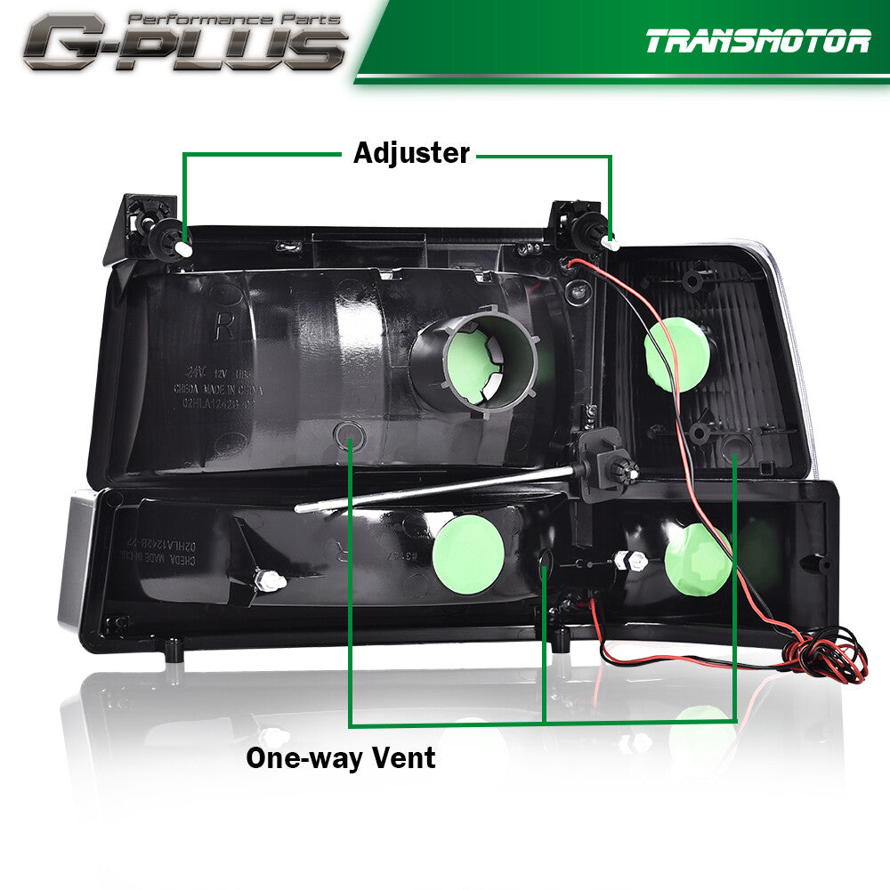 6-piece dual LED DRL headlight corner/bumper kit suitable for 1992-1996 for Ford F150 F250 F350