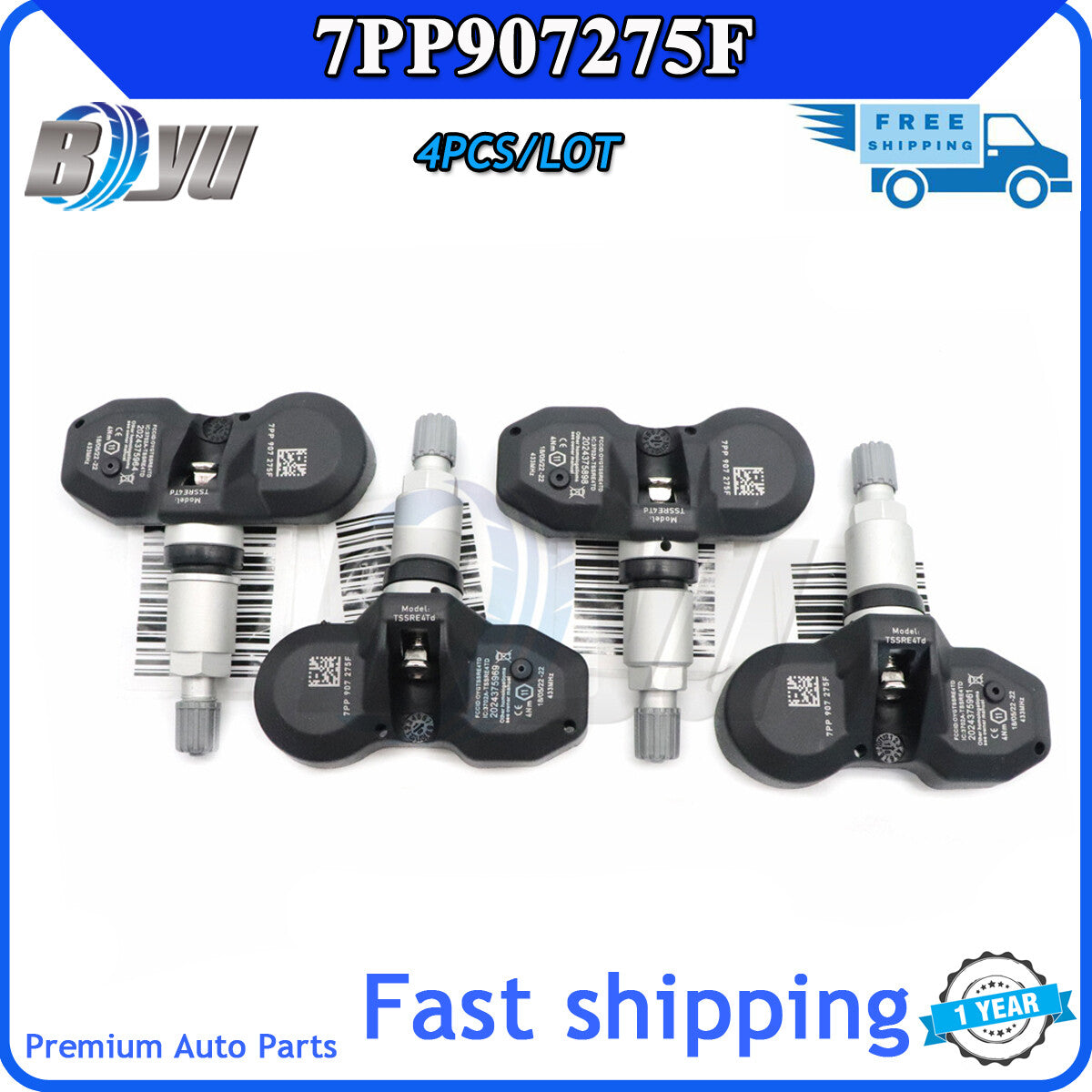 7PP907275F TPMS 4-piece new tire pressure sensor 433MHz, suitable for Audi A4, A6, for A8 , Q7, R8, . v