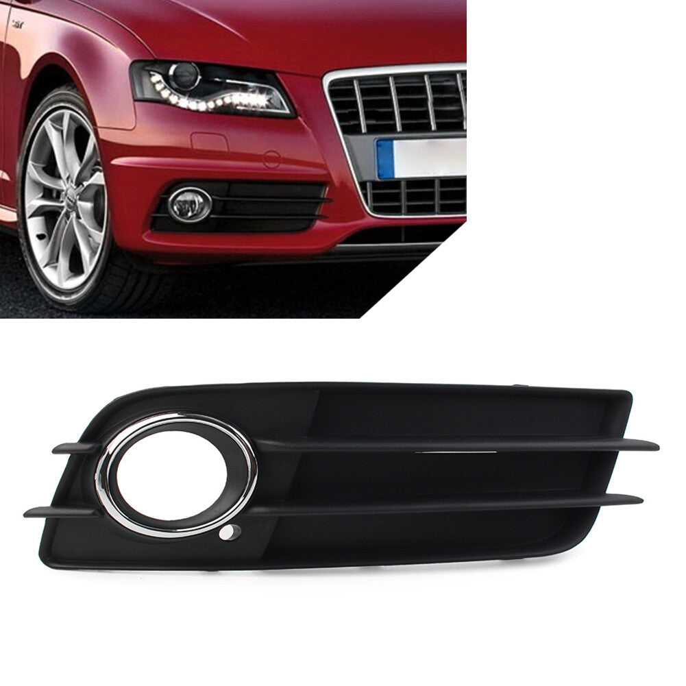 for Audi A4 B8 S4 08-12 Right Front Bumper Fog Light Grille Cover W/Chrome Ring