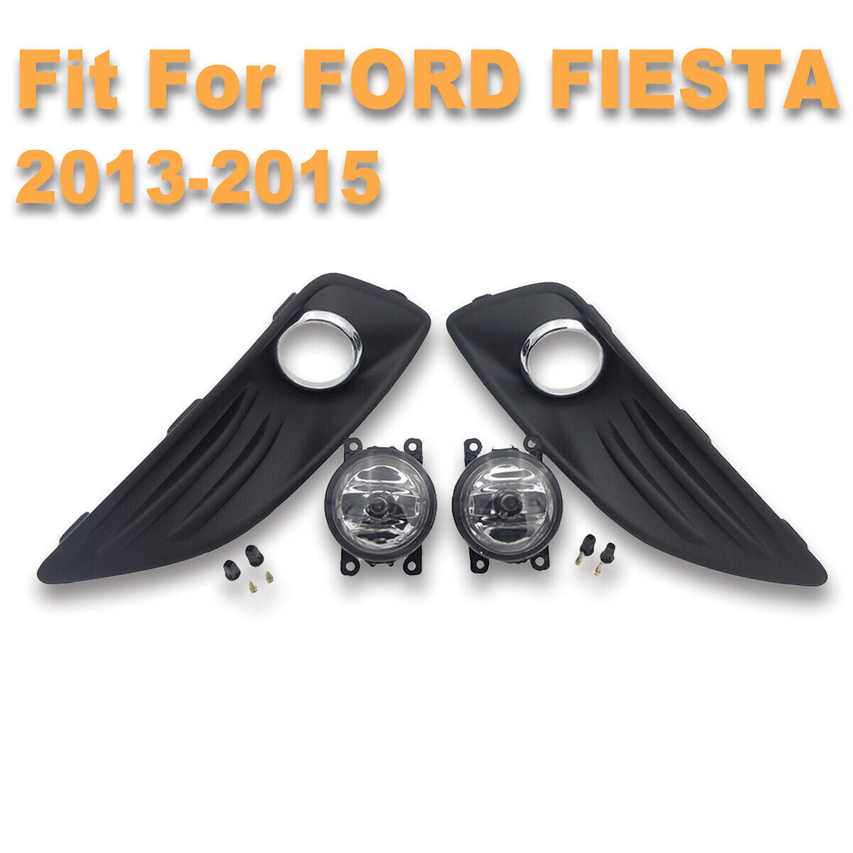 LHR Clear Lens Driving Fog Lamps Lights W/Covers Fit for Ford Fiesta 2013-2015