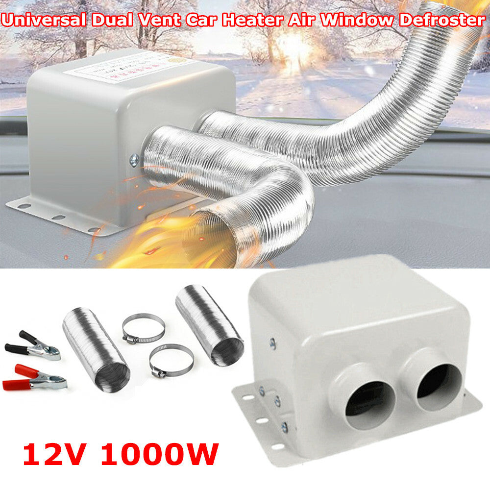 Universal 12V 1000W 2-socket car/RV for seat dashboard heater/heated air vent defroster n