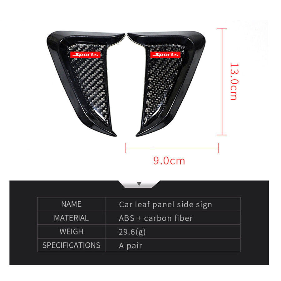 Pair Car Side Fender Fake Air Vent Decor Cover Shark Gills Leaf Panel Sticker