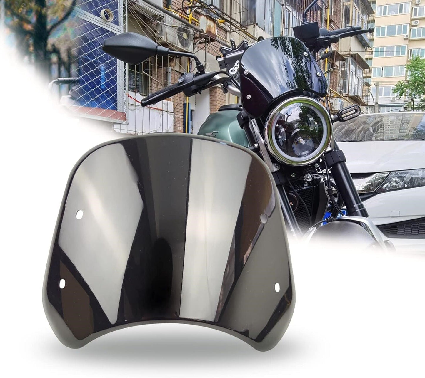 Suitable for Harley Sportster 883 5-7'' headlights, windshield deflectors, black - n