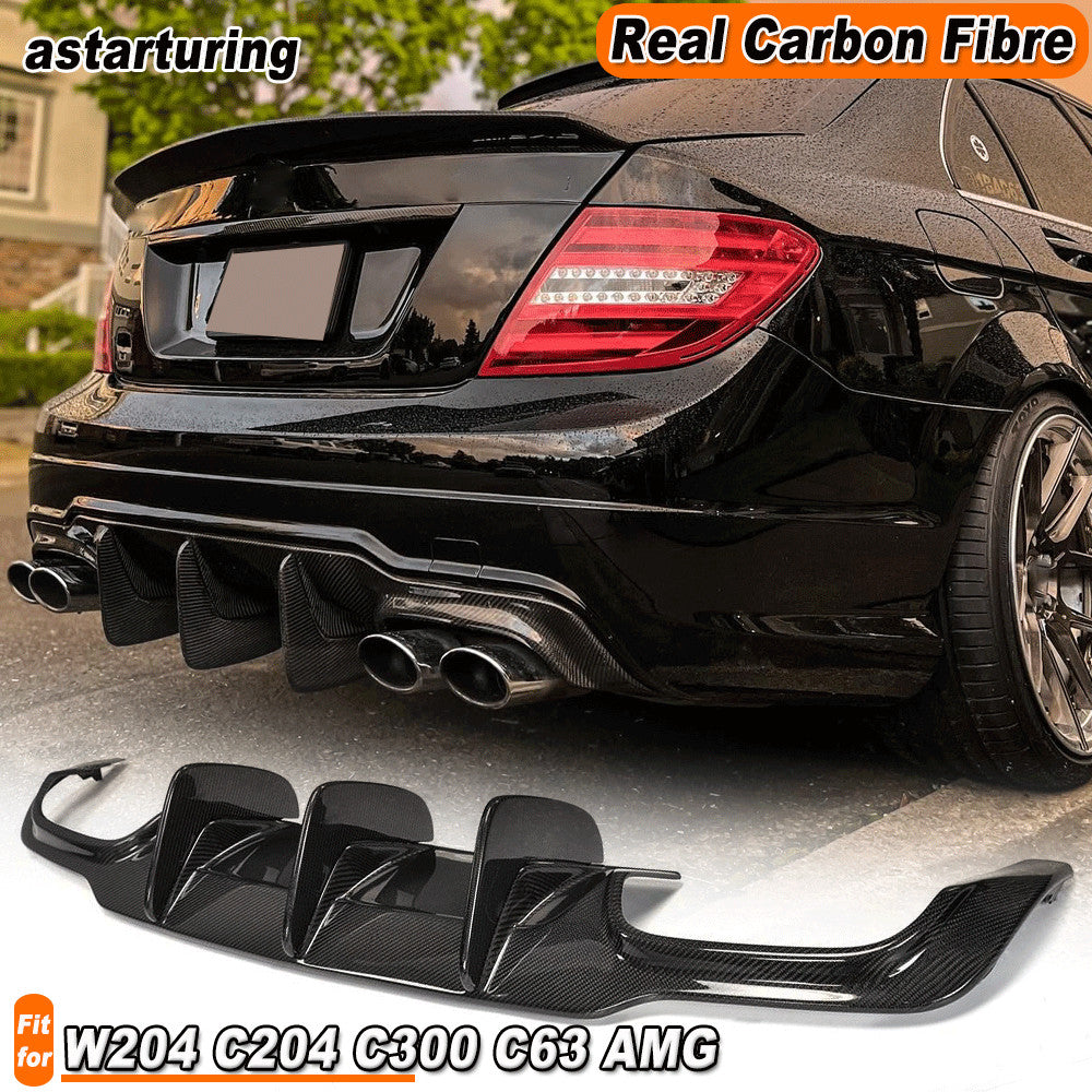 Fit for Benz W204 C204 C63 2012-15 Carbon Fiber Big Fin Rear Bumper Diffuser Lip