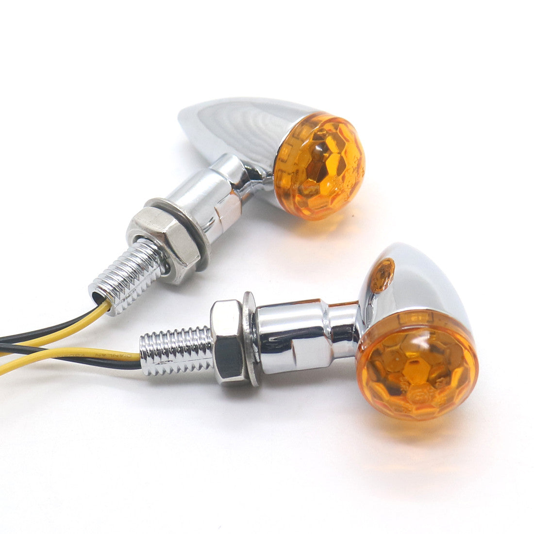 Chrome Metal LED for Mini Bullet Amber Spherical Lens Turn Signal Indicators Light Q