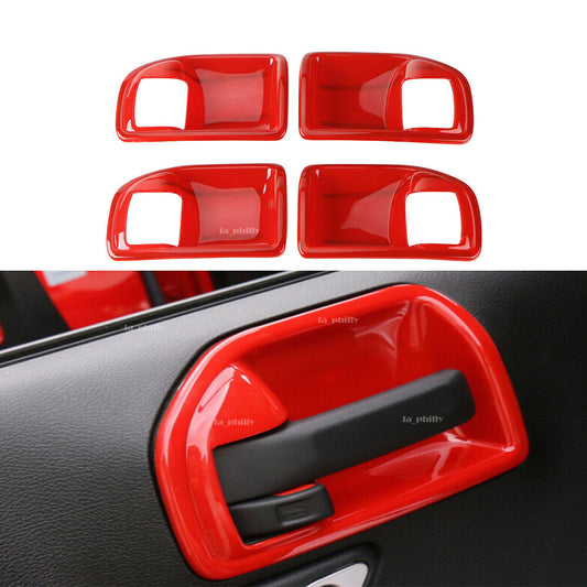 ABS Interior Door Handle Bowl Cover Trim For 4 door for Jeep for Wrangler JK 11-16 Red