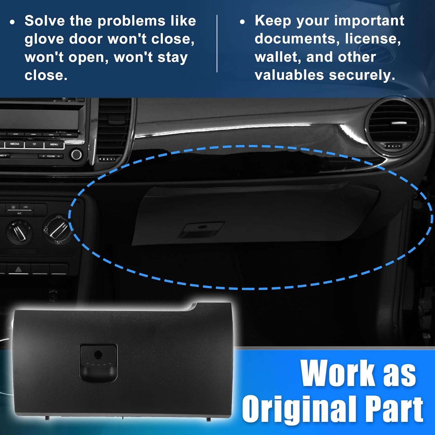 LHD Dash Glove Box Door Lid Cover Cap for Volkswagen Beetle 2003-2010 Black