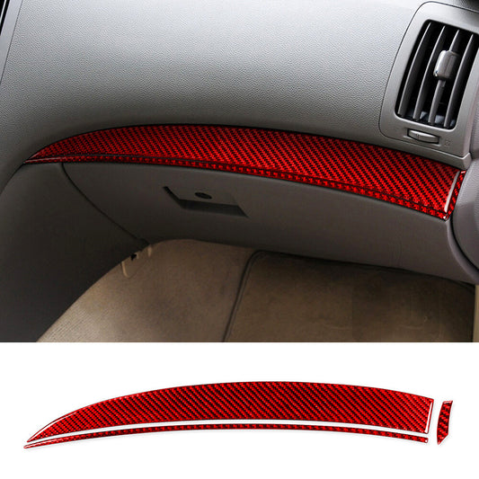 3¡ÁRed Carbon Fiber Dashboard for Co -pilot Panel Cover for Infiniti G37 Sedan 2007-13