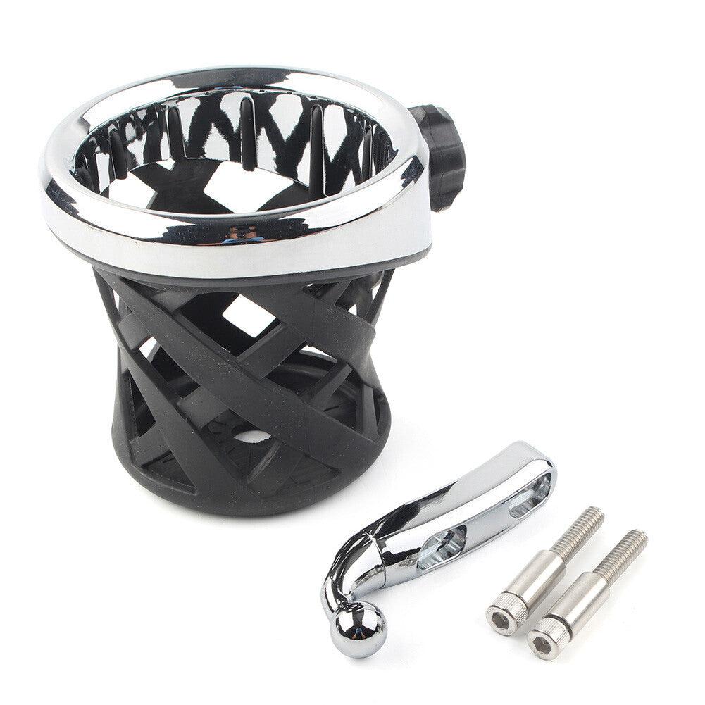 Chrome Handlebar Cup Holder W/ Mesh Basket Fit for Harley Fit GL1800 01-17 Q