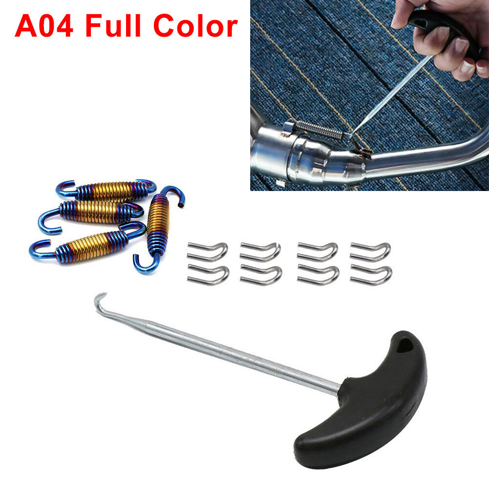 Motorcycle Stainless Steel Exhaust Pipe Muffler Mounting Springs Hooks Set Link