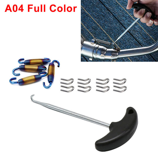 Motorcycle Stainless Steel Exhaust Pipe Muffler Mounting Springs Hooks Set Link
