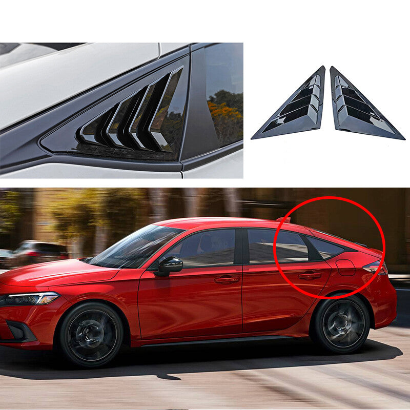 A pair of glossy black protective covers for window blinds, suitable for 2022-23 for Honda for Civic .