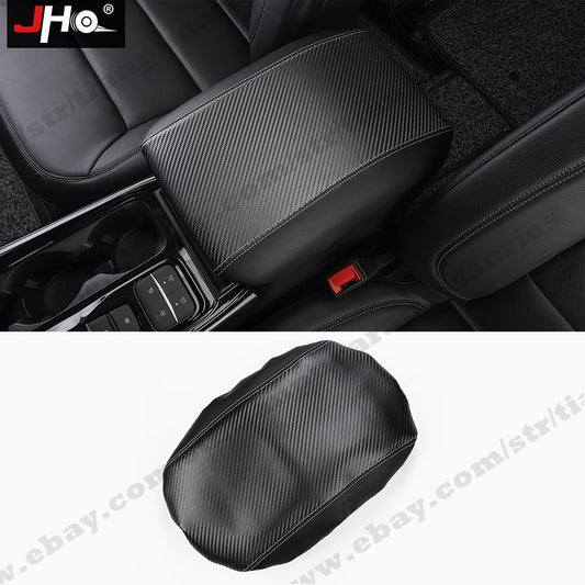 2020 for Ford Explorer Leather Center Console Lid Armrest Cover Skin Carbon Fiber