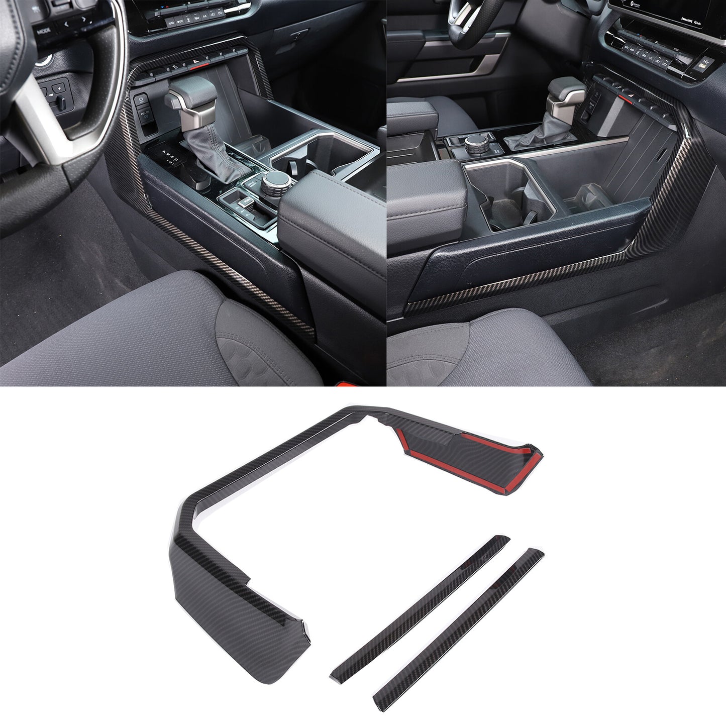 Carbon ABS console storage panel side cover trim for Tundra Sequoia 2022+- n