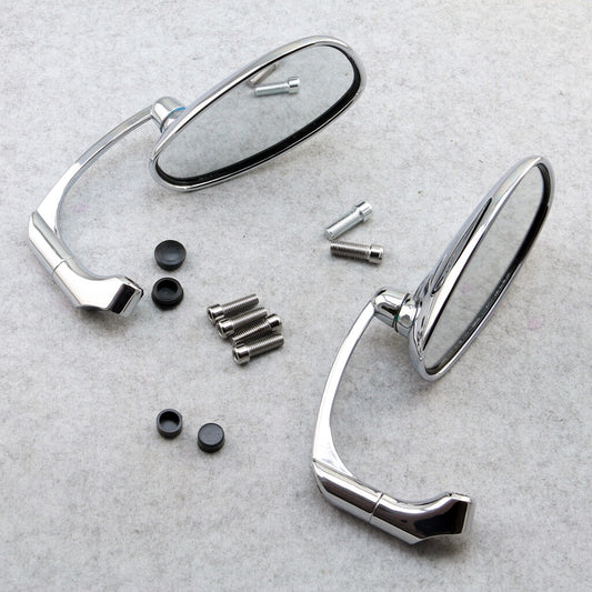 Motorcycle Rearview Side Mirror 8/10mm Screws Round Retro Cafe Racer Rear view