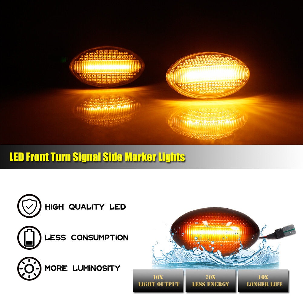 2 Pack Smoked Lens Amber LED Side Marker Lights for Mini Cooper R50 R52 R53 02-08- v
