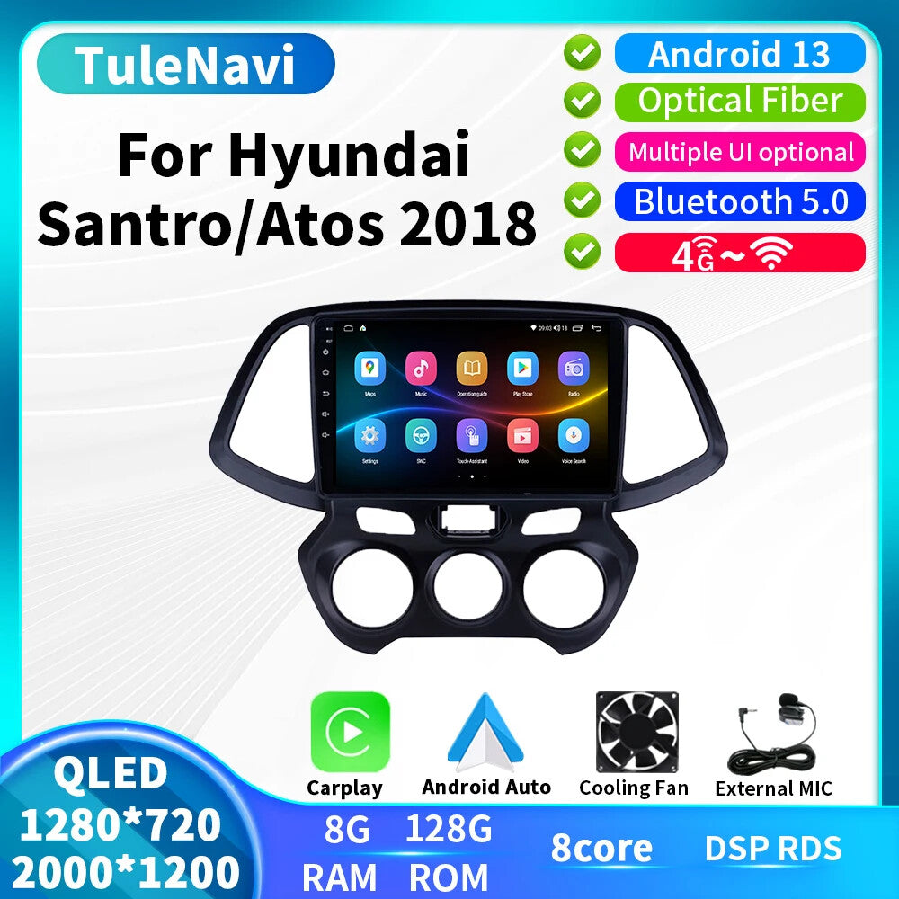 for Hyundai Santro Atos Car Radio Video Multimedia Android Auto GPS Navigation