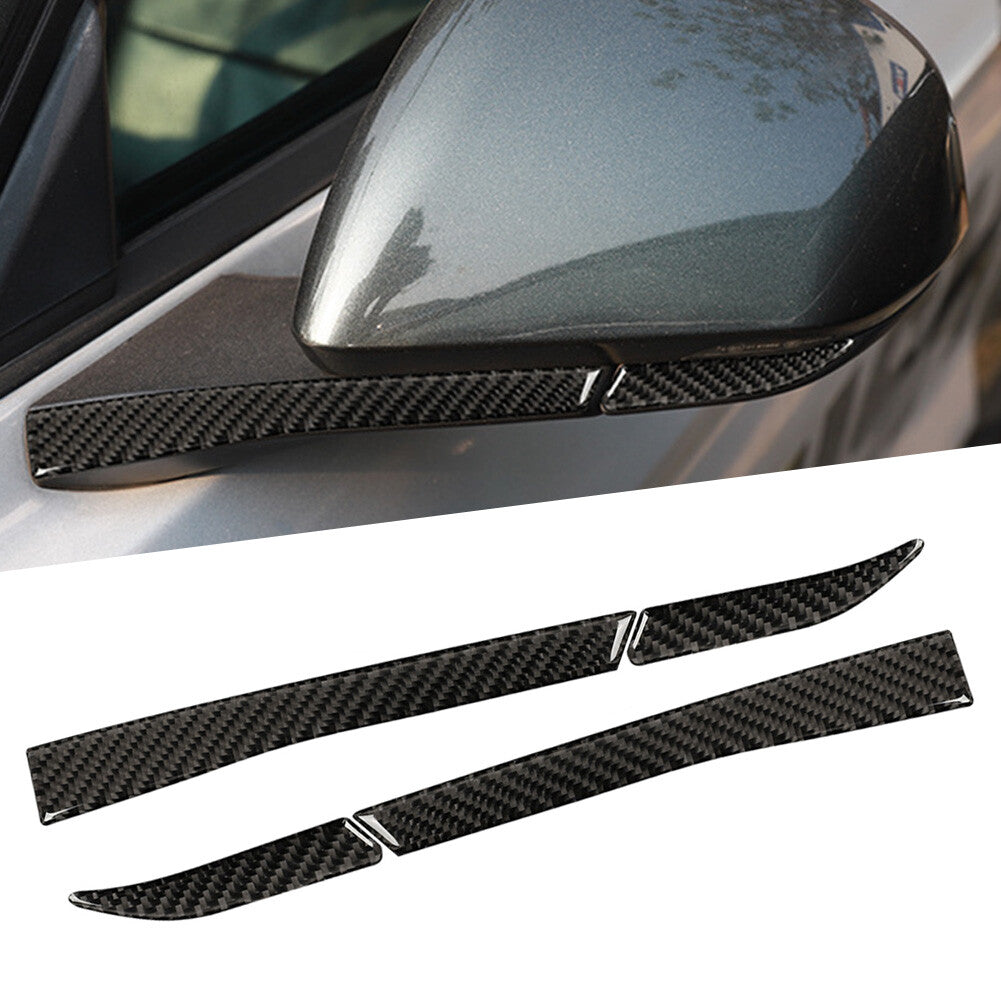 Carbon Fiber Look Rearview Mirror Mouldings Trim Cover for Ford for Mustang 2015-19