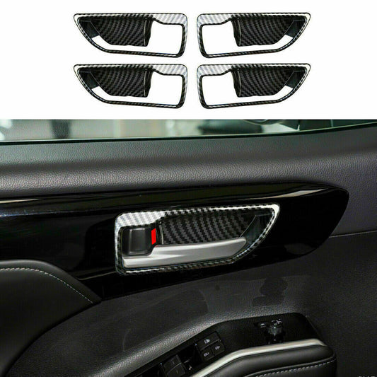 for Toyota Highlander 20-2024 Carbon Fiber 4X Inner Door Handle Bowl Cover Trim