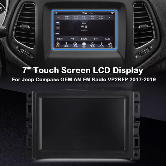 Display touchscreen 7-inch LCD screen replacement for 2017-2020 for Jeep compass radio navigation
