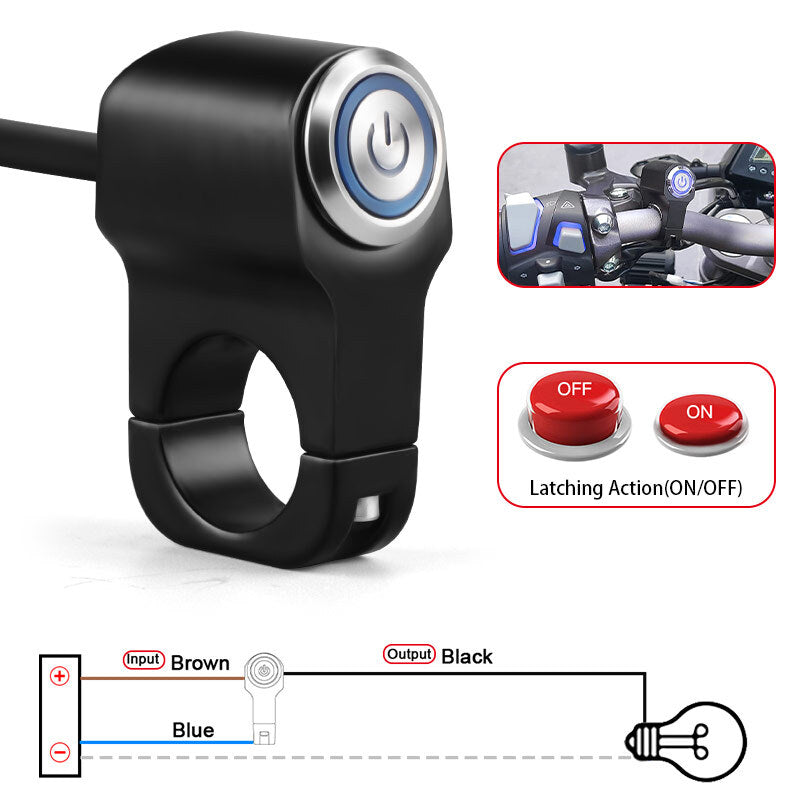 12V Motorcycle 7/8 Handlebar Headlight Fog Light Switch On/Off LED Dirt Bike